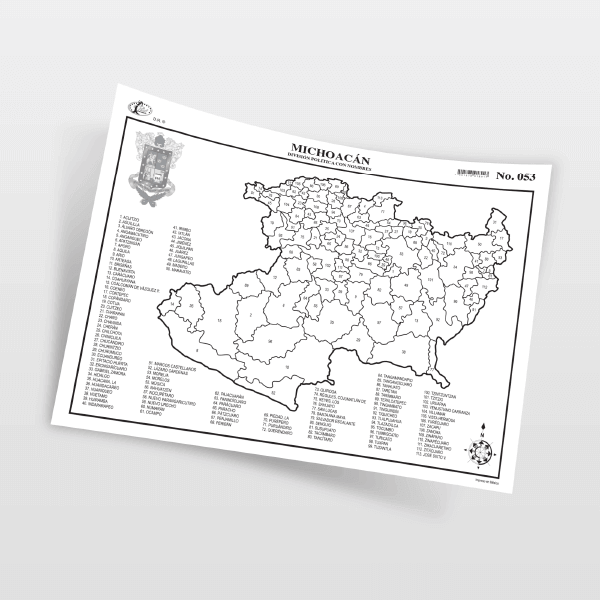 Mapa Media Cartulina Michoac N Divisi N Pol Tica Con Nombres Grupo