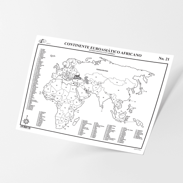 Mapa Tama O Carta Euroasi Tico Africano Divisi N Pol Tica Con Nombres Grupo Editorial Raf Test