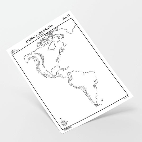 Mapa Tamaño Carta América Orografía sin nombres Grupo Editorial RAF Test