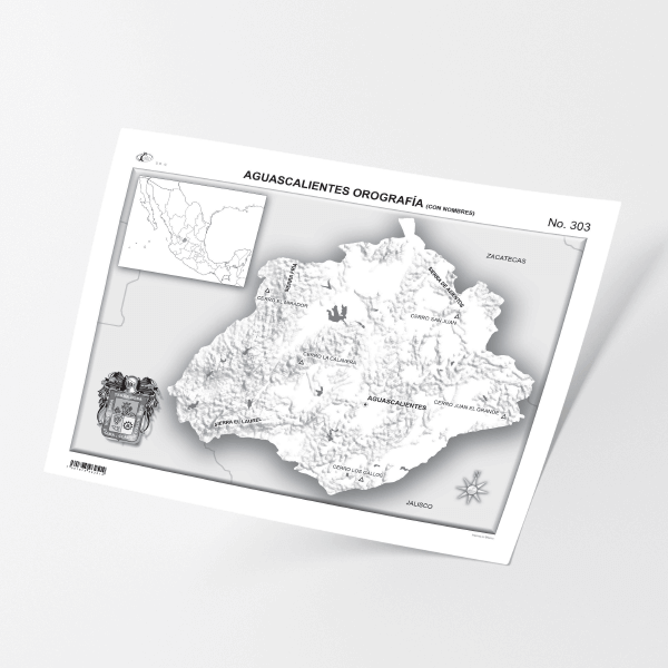 Mapa Tama O Carta Aguascalientes Orograf A Con Nombres Grupo Editorial Raf Test