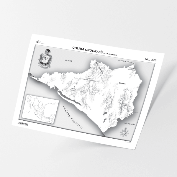 Mapa Tama O Carta Colima Orograf A Con Nombres Grupo Editorial Raf Test