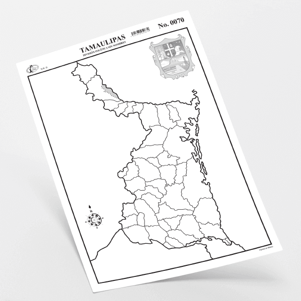 Mapa Mural Tamaulipas División Política sin nombres Grupo Editorial